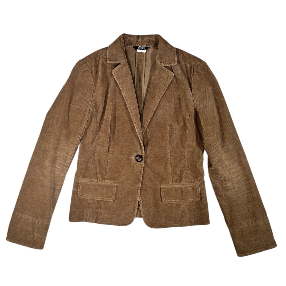 J.CREW Brown Corduroy Blazer Classic Women's Jacket One Button Closure Size 0